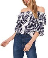 Sam & Jess Women's Fern-Print Ruffled Off-The-Shoulder Top