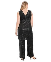 Muse Plus Sleeveless Sequined V-Neck Tunic Top