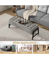 Costway Tufted Ottoman Bench Modern Storage Bench with High Density Sponge Cushion