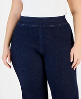 Anne Klein Plus High-Rise Pull-On Flare-Leg Jeans