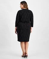 Kasper Plus 3/4-Sleeve Knit Wrap Dress