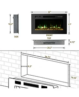 Boyel Living Wall Mounted Recessed Electric Fireplace with Logs and Crystals