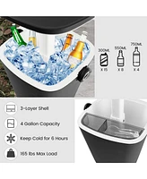 Slickblue 3-in-1 Portable Cooler Bar Table with Bottle Opener and Lift Top Lid for Camping Poolside