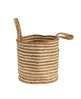 Slickblue 14" Boho Chic Basket Cotton and Jute Stripe with Handles