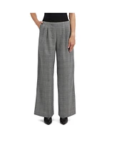 Nvlt Women's Wide Leg Plaid Trouser with Elastic Waist