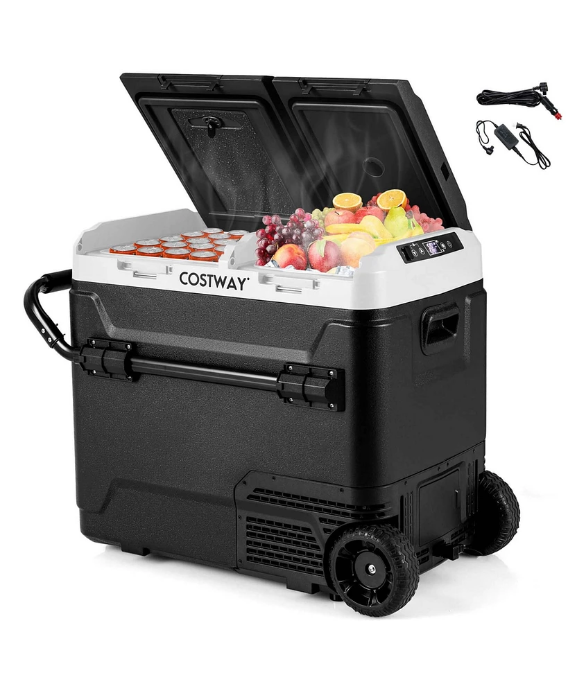 Costway Dual Zone 12V Car Refrigerator 64QT Portable Compressor Fridge Freezer (-4 68 )