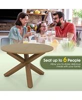 Costway 47" Round Dining Table with Solid Acacia Wood Legs for 4-6 Person for Kitchen