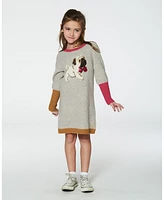 Deux par Toddler Girls Long Sleeve Knit Dress With Pug Beige Mix - Toddler|Child