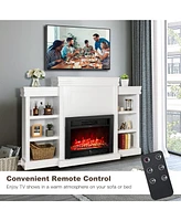 Gymax 70'' Fireplace Tv Stand Media W/ 28.5'' 750W/1500W Electric Brown