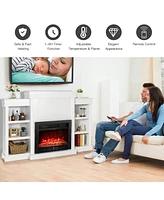 Gymax 70'' Fireplace Tv Stand Media W/ 28.5'' 750W/1500W Electric Brown