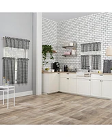 Parkham Farmhouse Plaid Semi-Sheer Rod Pocket Kitchen Curtain Valance and Tiers Set