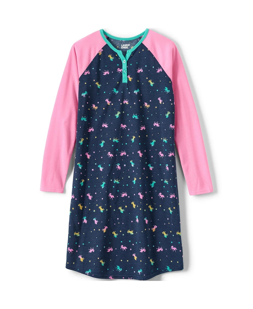 Lands' End Big Girls Long Sleeve Jersey Nightgown