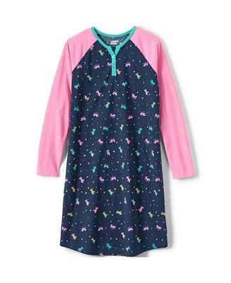 Lands' End Big Girls Long Sleeve Jersey Nightgown