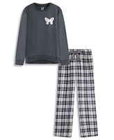 Max and Olivia Girls Flannel Plaid Pant Pajama 2pc Set