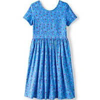 Lands' End Girls Short Sleeve Gathered Waist Jersey Dress