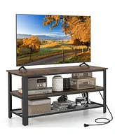 Gymax 3-tier Tv Stand for TVs up to 50 Inches w/ Power Outlets Usb Ports Shelves