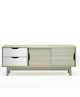 Gymax Tv Stand for Tv up to 60'' Media Console Table Storage with Doors Oak