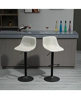 Homcom Adjustable Bar Stools, Swivel Height Chairs, Cream White