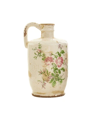 Slickblue 10" Tuscan Ceramic Floral Print Pitcher