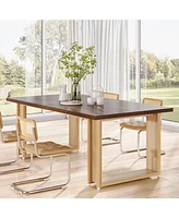 Tribesigns 63 inch Dining Table Wood Kitchen Table for 4 People, Large Dining Room Table Rectangular Dinner Table with Wooden Top Sled Base Sturdy Met