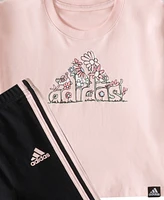 adidas Baby Girls 2-Piece Long Sleeve Tee Flare Pant Set