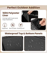 85 Gallon Rattan Deck Box with Waterproof Liner Universal Wheels & Gas Strut