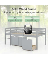 Twin Low Loft Bed with 3 Drawers Ladder & Full-length Guardrails Storage
