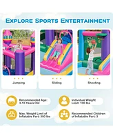Costway 6-in-1 Kids Inflatable Bounce House with Slide Jumping Area Ball Pit Pools Castle without Blower