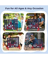 Costway 4-in-a-row Game Set with 42 Pcs Chips & 600D Oxford Fabric Carrying Bag Wooden