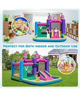 Costway 6-in-1 Kids Inflatable Bounce House with Slide Jumping Area Ball Pit Pools Castle without Blower