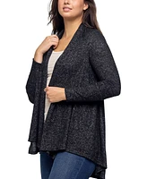 24seven Comfort Apparel Women's Open Front Long Sleeve High Low Cozy Cardigan