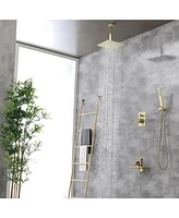 Boyel Living Ceiling Mount Single-Handle 1-Spray Tub and Shower Faucet in Brushed Gold