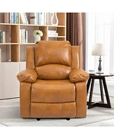 Boyel Living Heavy Duty Faux Leather 8-Point Massage Glider Recliner with Remote Control and Side Pocket