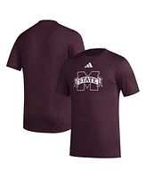 Adidas Men's Maroon Mississippi State Bulldogs Primary Locker Logo Pre-Game Aeroready T-Shirt