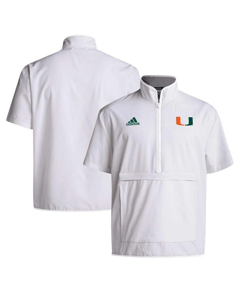 Adidas Men's Miami Hurricanes Coaches Sideline Half-Zip Short Sleeve Jacket