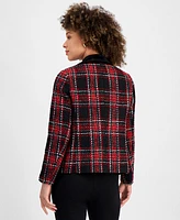 Kasper Women's Plaid Tweed Blazer, Regular and Petite Sizes