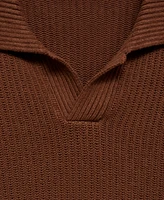 Mango Men's Ribbed Knit Polo Shirt