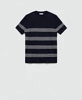 Mango Men's Striped Modal Cotton Knitted T-Shirt