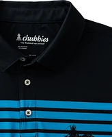 Chubbies Men's The Twilight Palms Tailored-Fit Performance Striped & Palm Print Polo Shirt