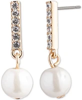 Emily in Paris Gold-Tone Pave & Imitation Pearl Drop Earrings