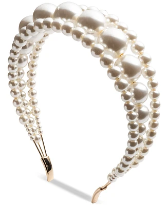 Emily in Paris Gold-Tone Imitation Pearl Triple-Row Headband