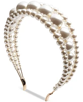 Emily in Paris Gold-Tone Imitation Pearl Triple-Row Headband