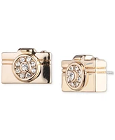 Emily in Paris Gold-Tone Pave Camera Stud Earrings