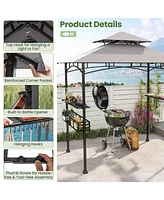 Skonyon 8 x 5 Ft Outdoor Grill Gazebo with 2 Side Shelves and 20 Hooks