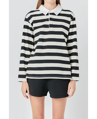 Grey Lab Women's Stripe Collar Sweatshirt