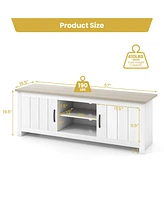 Gymax Farmhouse Tv Stand for TVs up to 65'' Media Console Center w/ Doors Cubbies Dark Brown