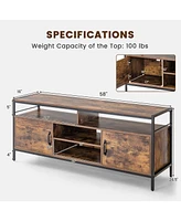 Gymax Industrial Tv Stand for TVs up to 65'' Media Center w/ Cabinets & Adjustable Shelf