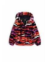 Desigual Girls Girls's Multicolored animal print faux fur jacket