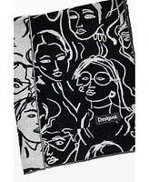 Desigual Women's Long Scarf with Faces