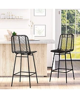 Homcom Modern Rattan Bar Stools Set of 4 for Kitchen Seating